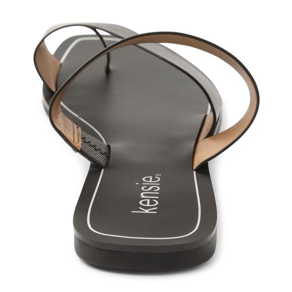 Kensie Womens Black Faux Leather Open Toe Open Back Flats NWT - Picture 3 of 5